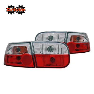 For 92-95 Honda Civic EJ EH Sedan Coupe Si Red Clear Tail Lights EuRO Style  • $109.99