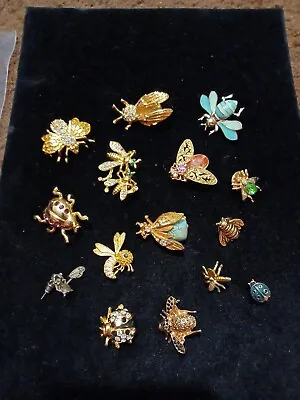 Vintage Lot Of 15 Collectible  Insects  Mini Brooches/pins Signed/unsigned • $75