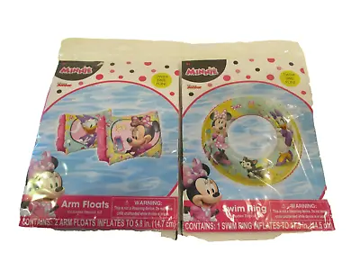 Disney Set Of 2 Minnie Mouse  Inflatable Swim Ring &  Arm Floats Summer Time Fun • $15.95