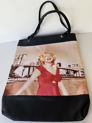 Marilyn Monroe Tote Bag Bridge Black Back Red Dress Handles Pocket Gift Idea • $20.38