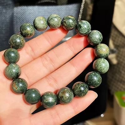 12mm Genuine Natural Green Seraphinite Crystal Beads Bracelet B463 • $16.99