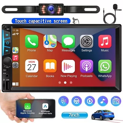 7  Double 2 Din Car Stereo Radio MP5 Touch Screen Bluetooth FM USB + Rear Camera • $73.05