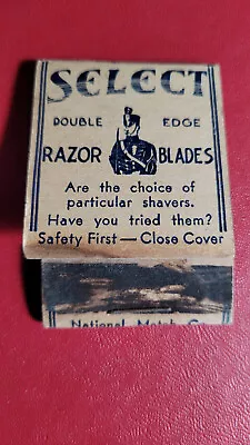 1920's  Select Blades  Safety First  National Matchbook Matchcover • $29