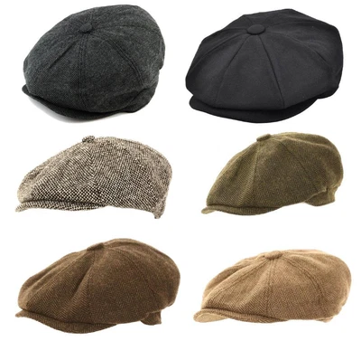 £8.50 • Buy New Hawkins 8 Panel Newsboy Gatsby Baker Boy Herringbone Flat Cap Peaky Blinders