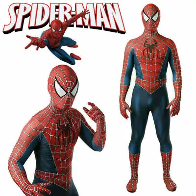 Men's Spiderman Jumpsuit Raimi Spider-man Cosplay Suit Costume Fancy Party Gift • £16.30