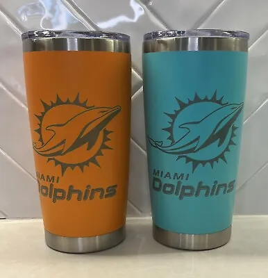 Miami Dolphins 20 Oz Double Wall Metal Tumbler Travel Mug Insulated. 2 PACK. NEW • $20