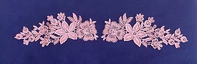 Gorgeous Vintage NOS Pink Floral Guipure Venise Lace Applique (1 Pair) • $7.99