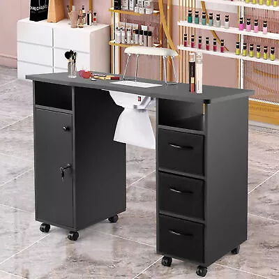 Pro Manicure Table Nail Desk Beauty Salon Dust Collector Drawers+Wheel+Wrist PgR • $199.99