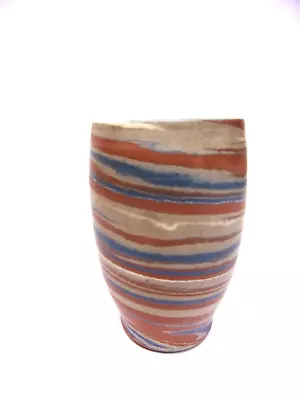 Evans Pottery Mission Swirl Vase Brown Blue & Tans 4” Arts & Crafts • $100