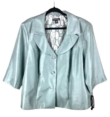Dana Kay Plus Mint Sage Green 3/4 Sleeves Blazer Jacket Size 24W NEW • $30
