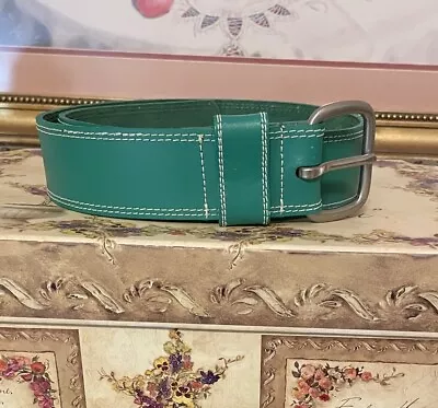 Vtg 1980’s Jennifer Moore Jade Green Leather Belt Lined In Suede Pristine Size M • $13.30