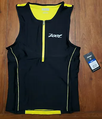 Zoot Mens Small Tri Tank Performance Top Yellow Compression Triathlon Shirt S • $24.95