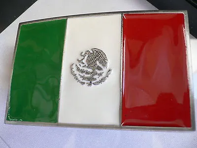 Men Women Silver Western Cowboy Belt Buckle Mexico Mexican Flag Silver Eagle • $14.99