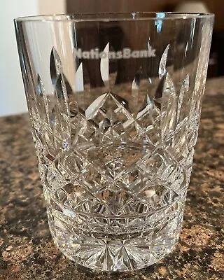 4 WATERFORD CRYSTAL LISMORE DOUBLE OLD FASHIONED TUMBLERS  4 3/8   “NationsBank” • $150