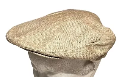 Vintage Orvis Cabbie Newsboy Cabbie Hat Cap L/XL Linen Tan Beige Union Made USA • $35