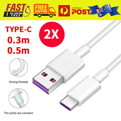 X2 0.3cm 0.5cm USB To Type C Charger Cable 5A Fast Charging Cord Samsung Huawei • $6.99