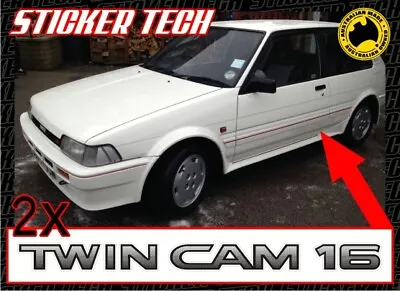 2x TWIN CAM 16 STICKER DECAL TO SUITS SERIES 3 TOYOTA COROLLA AE82 4AGE   • $35