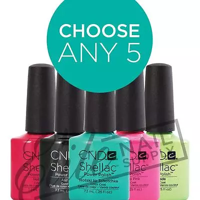 CND SHELLAC Color Coat 7.3ml - Choose Any 5 Colours + FREE Remover Wraps 10ct • $118.95