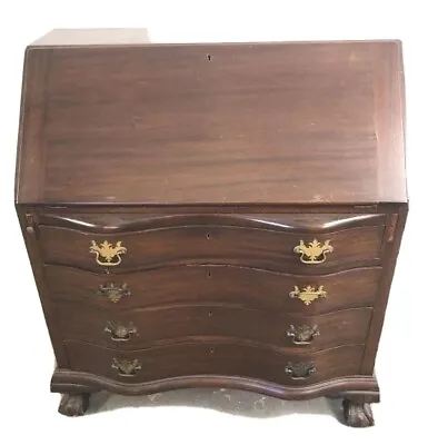 Charak Bench Made Chippendale Mahogany Slant Top Secretary Desk Claw & Ball • $899