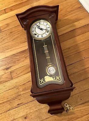 Vintage Walnut Wood Old Vienna Regulator Chime Mechanical Clock • $49