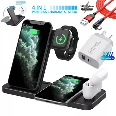 4 In 1 Fast Wireless Charger Dock Station For Apple Watch IPhone 15 14 13 12 Pro • $32.10