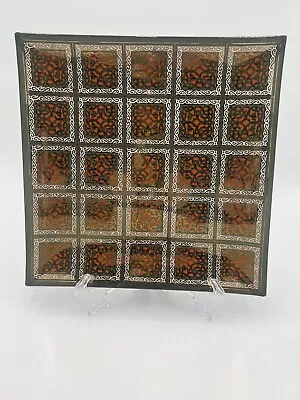 Vintage MCM Art Glass Square Tray Plate Mid-Century Modern Colors Pattern 8 7/8  • $15