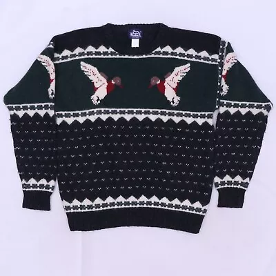 C4137 VTG 90s Woolrich Wool Nordic Duck Hunting Crewneck Sweater Size L • $22.99