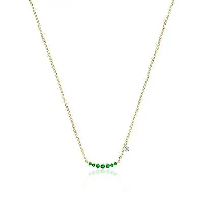 14kt Yellow Gold Emerald Mini Bar Necklace 18 Inch Meira T • $495