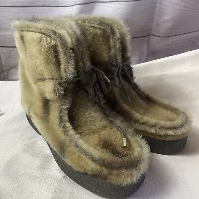 Vintage Italian Ski Lounger Faux Fur Boots Size 41 US 8 • $42