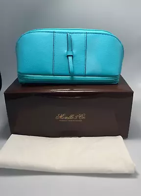 Morelle & Co. Leather Jewelry/Makeup Case Turquoise New In Box With Dust Cover • $24.99