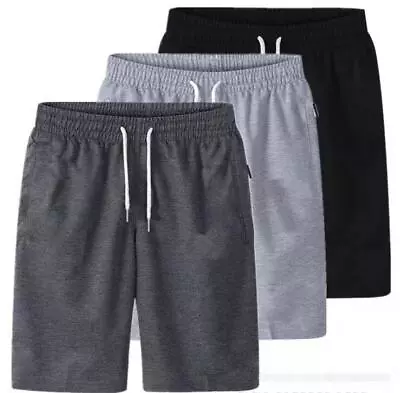 Mens Shorts Jersey Plain Elasticated Gym Sweat Sports Plus Jogger Jogging S-6XL • $9.90