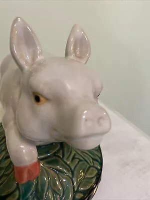 Pig Sculpture Majolica (?)Glaze 7  X 8  Happy Piggie • $59.99