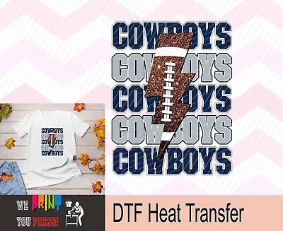 Shining Bolt Cowboys Mascot DTF HTV Heat Transfer Vinyl Iron On To Tshirt • $8.20