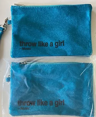 Krewe Of Muses 2 Blue Wristlet Make Up Bags “Throw Like A Girl “ New • $19.95