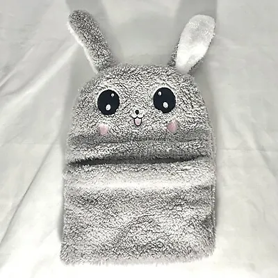 NWOT Grey Plush Fleece Rabbit Bunny Ears Cute Kawaii Soft Winter Balaclava Mask • £9.65