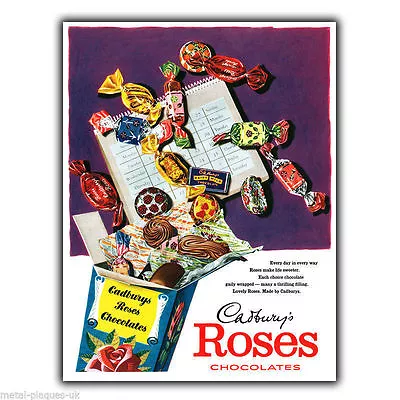 CADBURY CADBURY'S ROSES Vintage Retro Advert METAL WALL SIGN PLAQUE Poster Print • £4.45