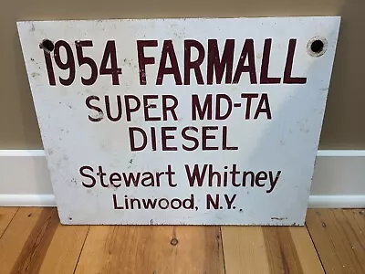 Vintage 1954 Wood Farmall Super MD-TA Diesel Dealer Sign • $150