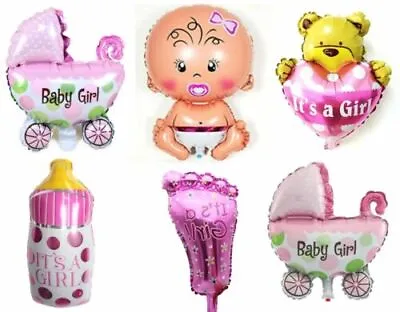 Baby Shower Balloons Pink Its A Girl Theme Baloons Sash Minnie Mouse Foil Balon • $16.81