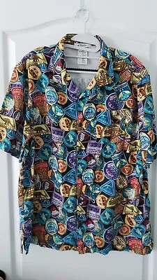 Disney Men's Hawaiian Parks & Attractions Short Sleeve Button Down Shirt Sz L • $32.99