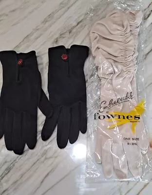 VINTAGE WOMEN'S FOWNES EMBRACEABLE Opera GLOVES & Black Gloves Size 8-8.5 Lot • $14.77