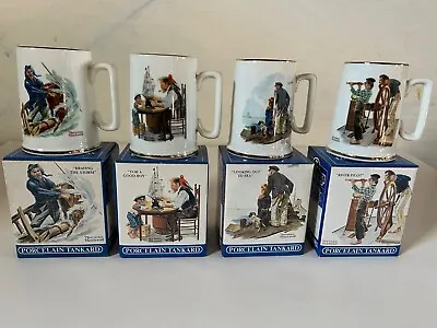 Set Of 4 1985 Norman Rockwell Porcelain Tankards Long John Silvers NIB  • $24