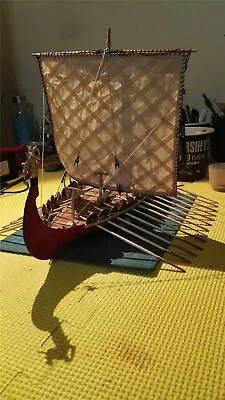 Scale 1/50 Drakkar Dragon Viking Sailboat Unassembled Wooden Model Boat Ship Kit • $73