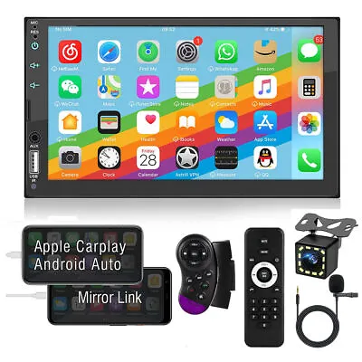 7  Car Radio For Apple/Andriod Carplay Car Stereo Touch Screen Double Din+Camera • $59.79