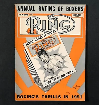 $17.99 • Buy February 1952 Ring Boxing Magazine Sugar Ray Robinson Annual Boxer Rating Vtg