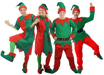 Adult Elf Costume Ladies Mens Christmas Fancy Dress Elves Xmas Santa's Helper • £12.99