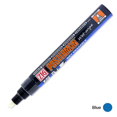 Zig Posterman Wet Wipe Marker - Broad - Blue (Pack Of 12) • £33.12