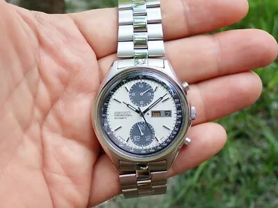 Seiko 6138-8020 Automatic Chronograph Watch PANDA Stainless Steel • $460