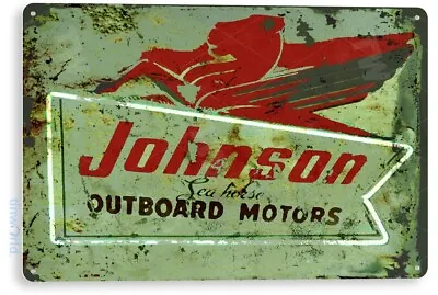 TIN SIGN Johnson Sea Horse Outboard Motors Retro Boat Motor Metal Sign C604 • $10.25