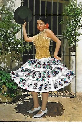£1 • Buy Spanish Lady Aplique White Dress & Gold Top  1960's