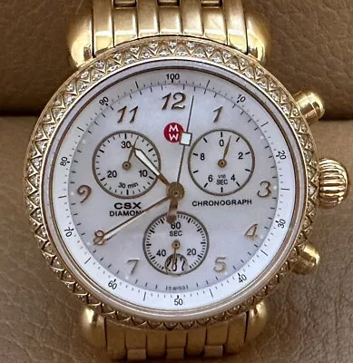 MICHELE CSX Diamond Chronograph Gold Watch Diamond Bezel  • $599